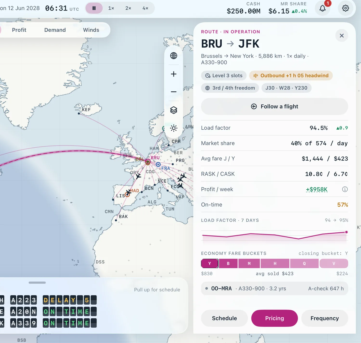 Route card for Brussels to New York