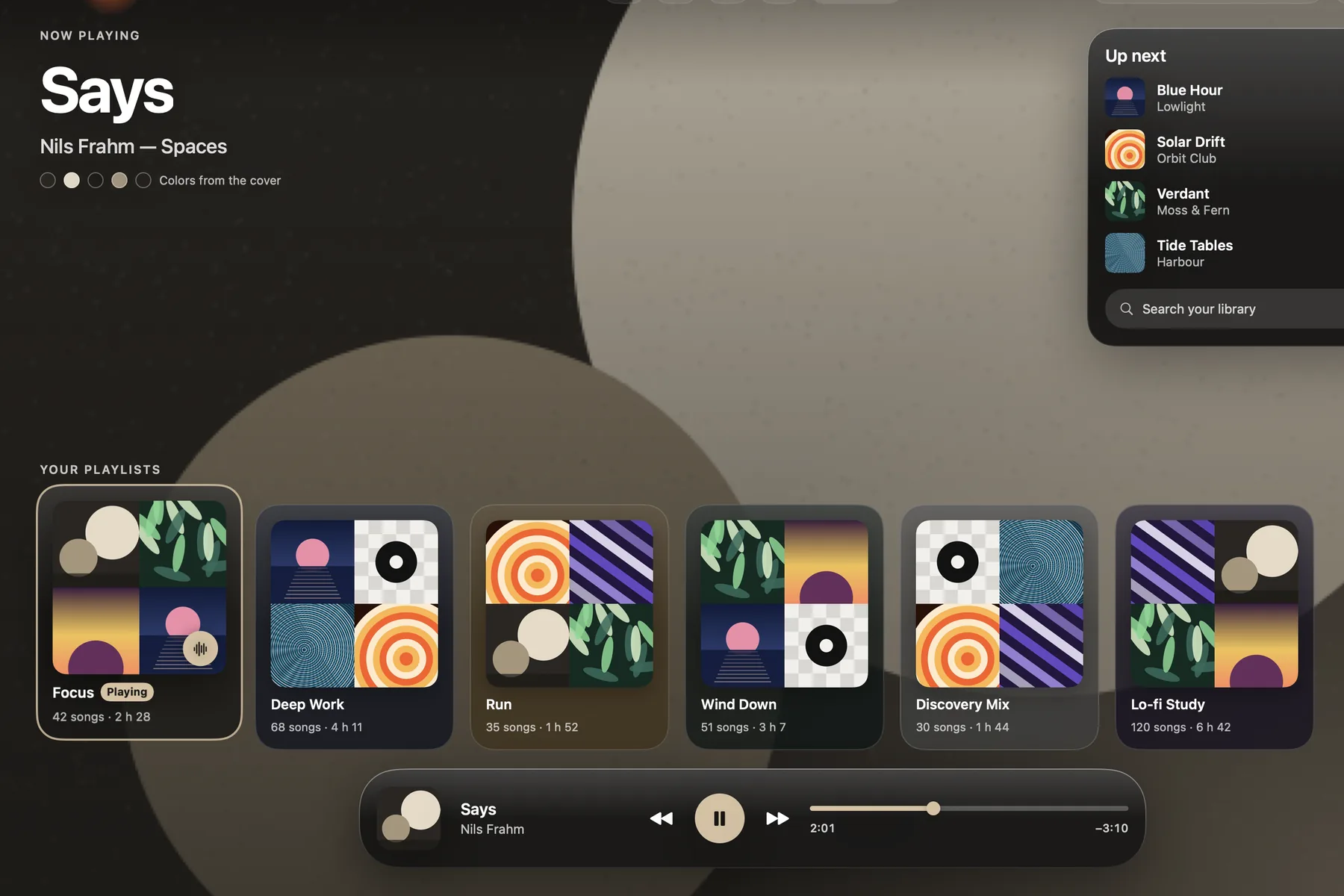 Media screen with playlists