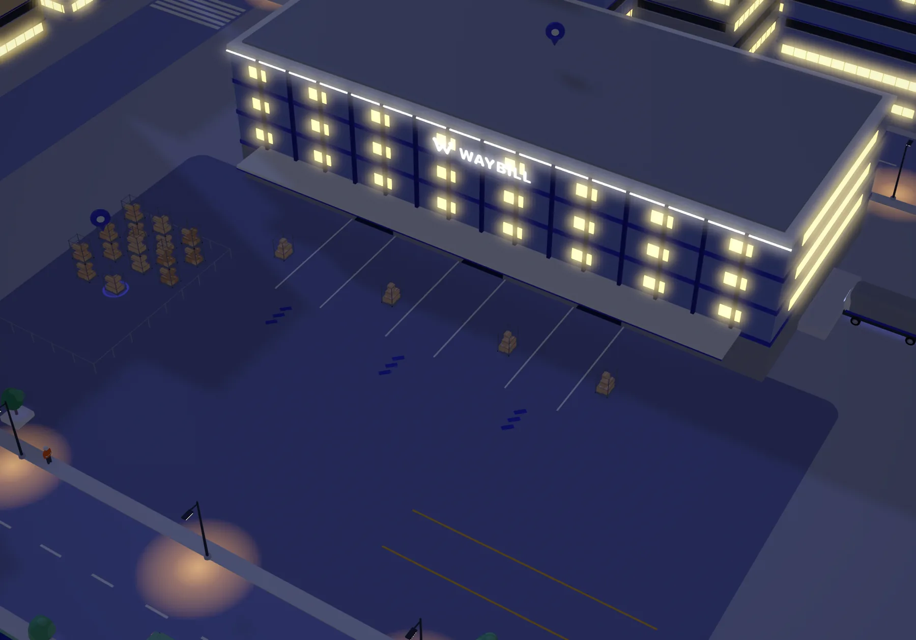 Metro warehouse at night