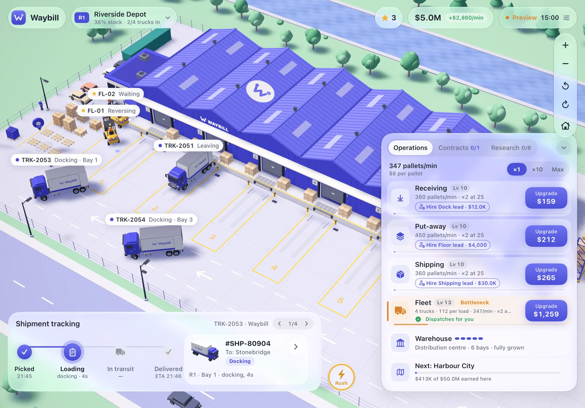 Riverside depot with the full interface